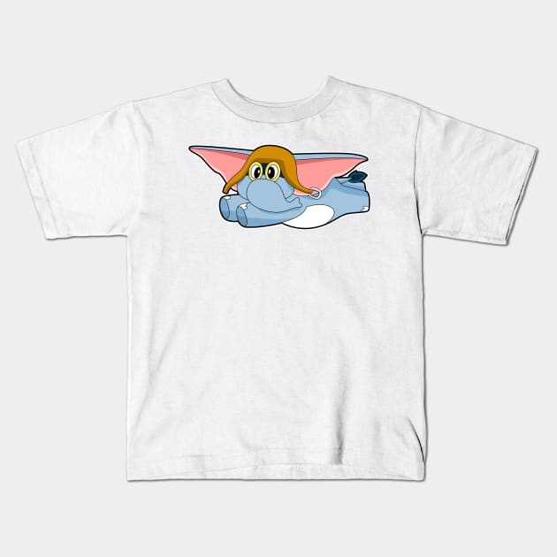 Elephant Pilot Pilot hat Kids T-Shirt by Markus Schnabel